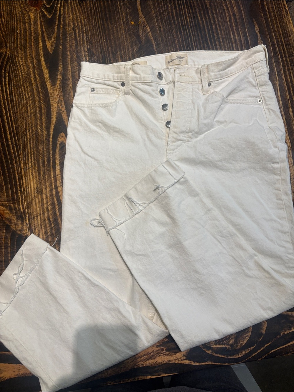 Blank Off-White Straight women's Jeans with Button Fly